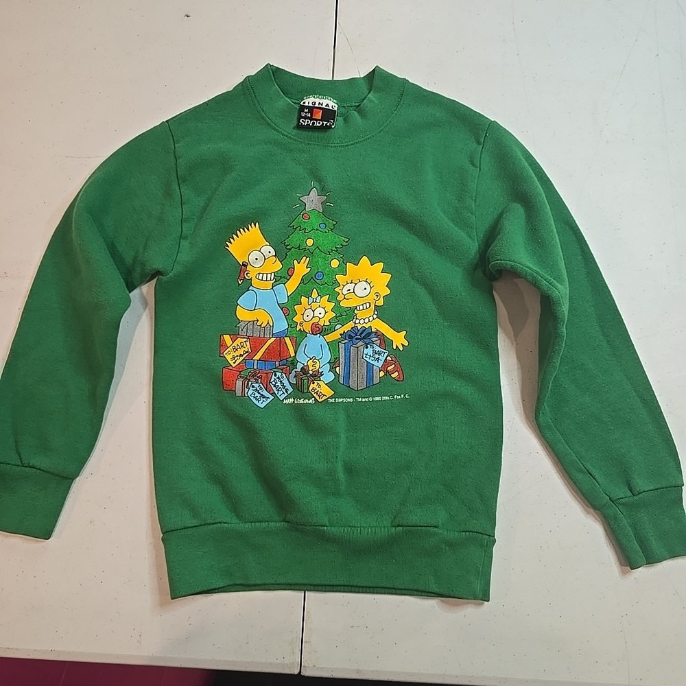 Vintage 90s‎ The Simpsons Christmas Youth Crewneck Sweatshirt Medium 1990 RARE